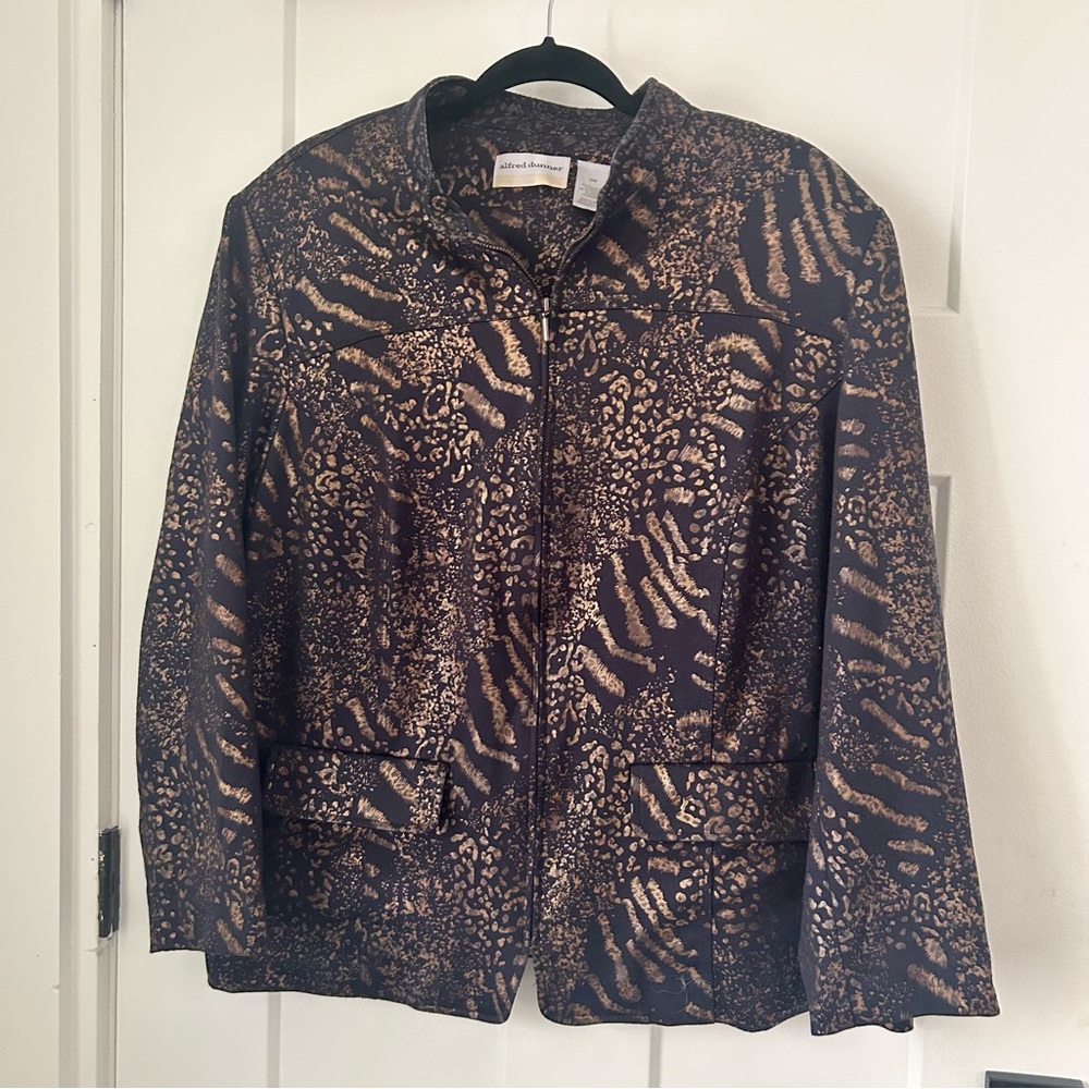 Alfred Dunner Black and Brown Patterned Blazer